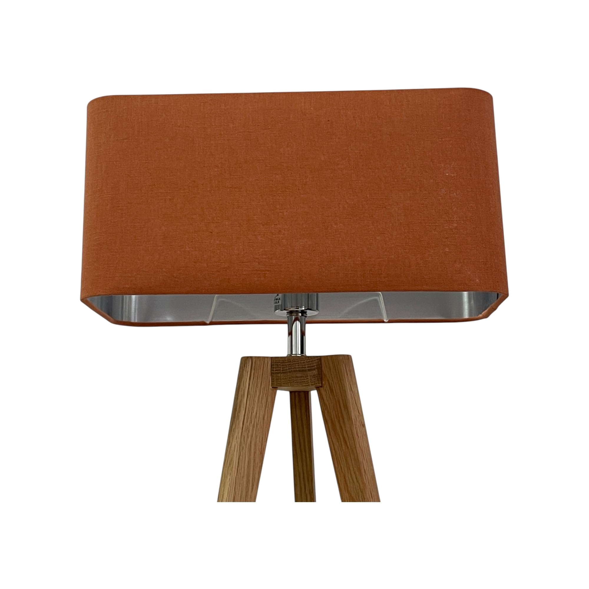 Burnt Orange Textured 100% Linen Brushed Silver Rounded Rectangle Lampshade