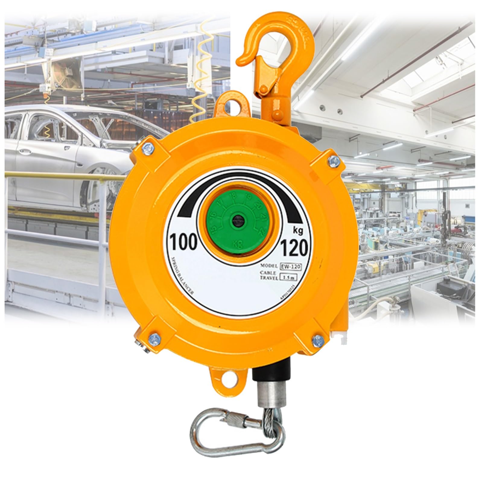 HYQOUKLR Telescopic Spring Balancer, Spring Balancer With Hook And Wire Rope 1.5 Meters Load Range 1-200kg(100-120kg)