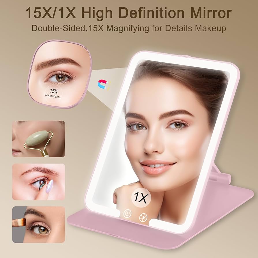 Amazon.com: Rechargeable 1500mAh Travel Makeup Mirror with Lights