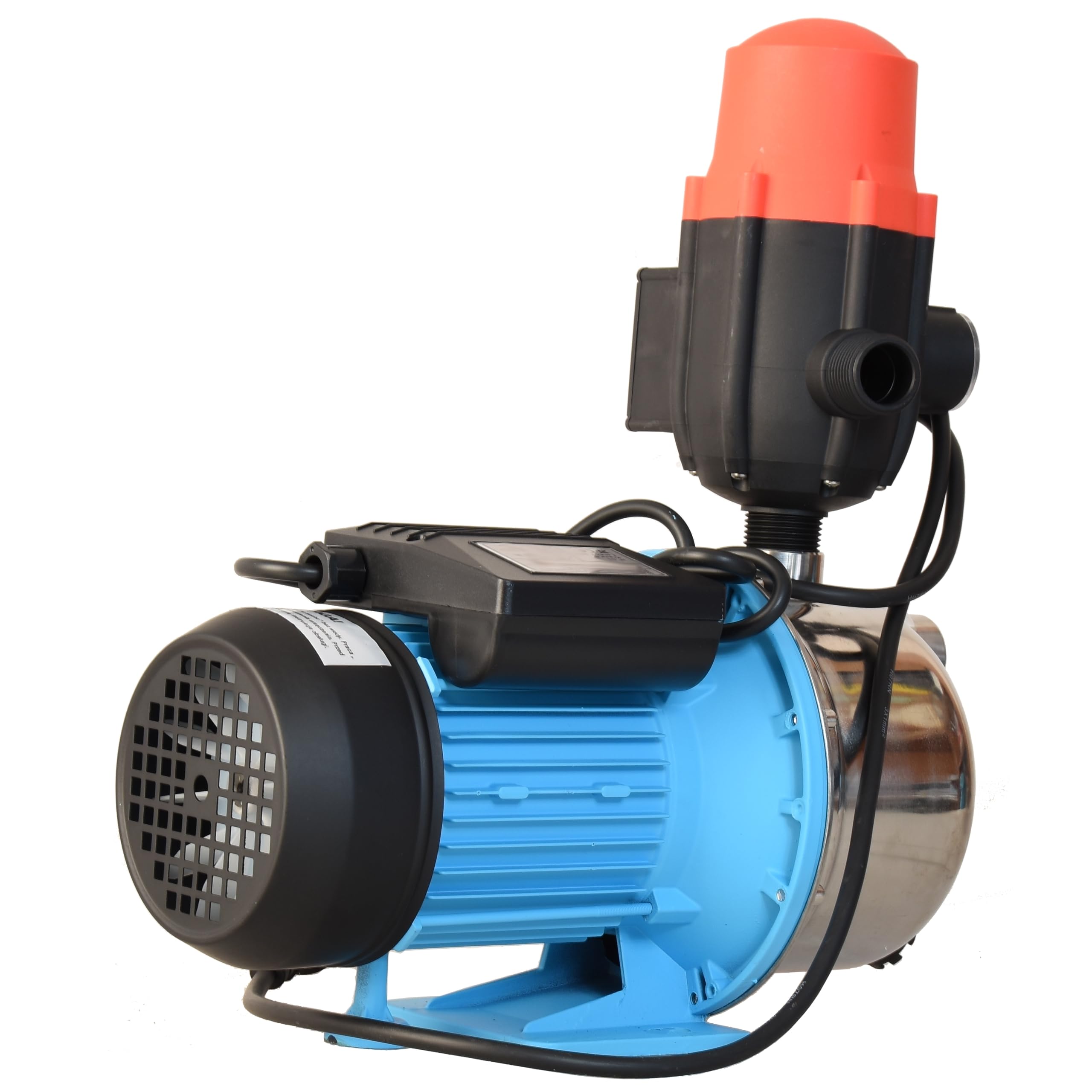Pompe à Eau JX 1100 avec Pressostat CSK 21 - Pompe d’arrosage INOX (1100 W, 3600 l/h, hauteur de Refoulement 50 m) - Commande de Pompe - Marche/Arrêt automatiques - Protection Fonctionnement à Sec