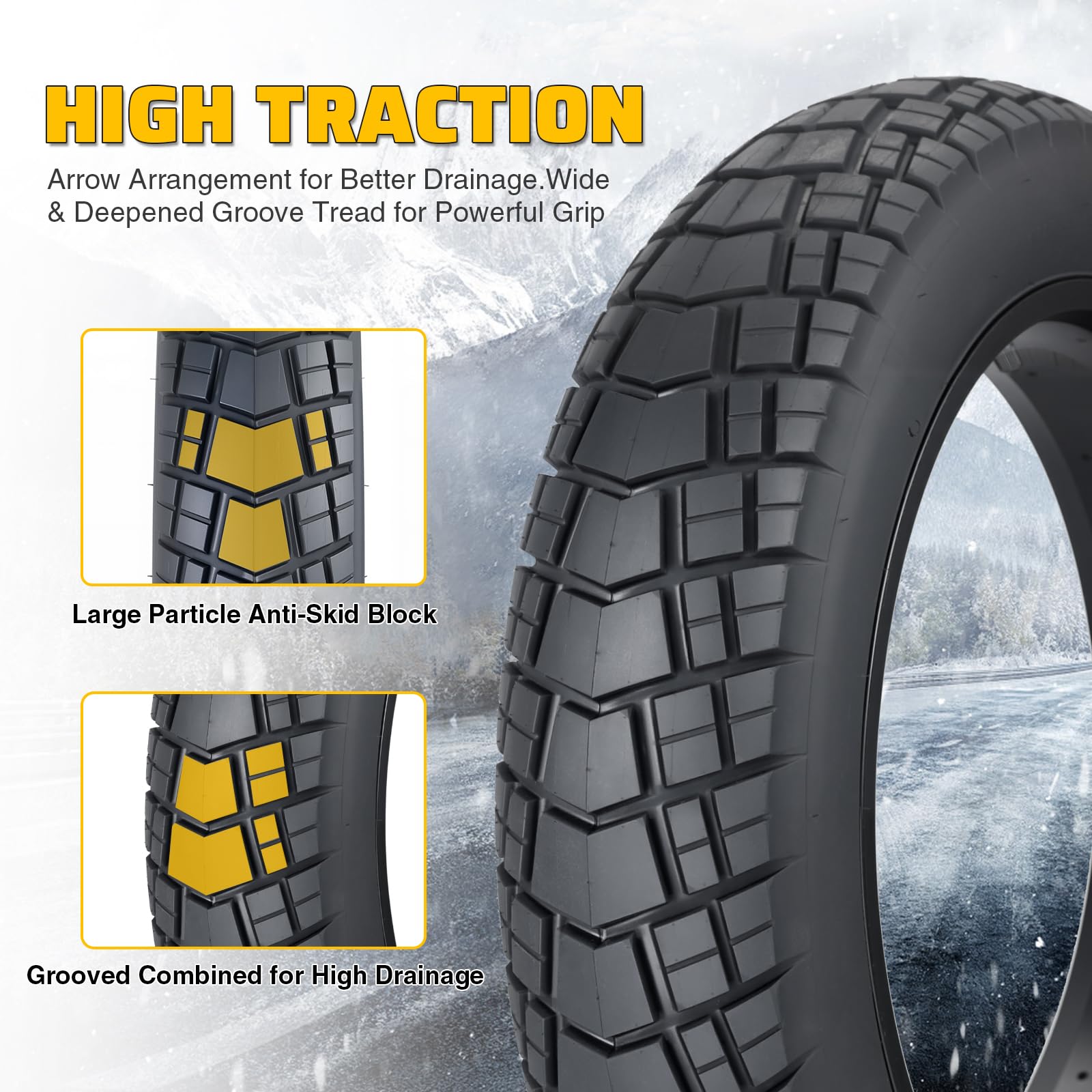 WEEROCK Fatbike - Pneumatico per bicicletta elettrica da 16/20/26 x 4,0 pollici, ad alte prestazioni, pieghevole, ricambio per tutti i tipi di terreno