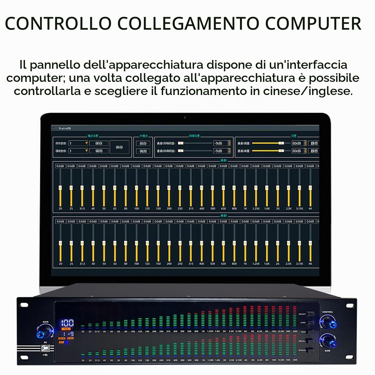 Equalizzatore audio a doppio spettro, audio effetto digitale a 31 bande, processore DSP Equalizador Palco KTV Sound System,EQ-888S