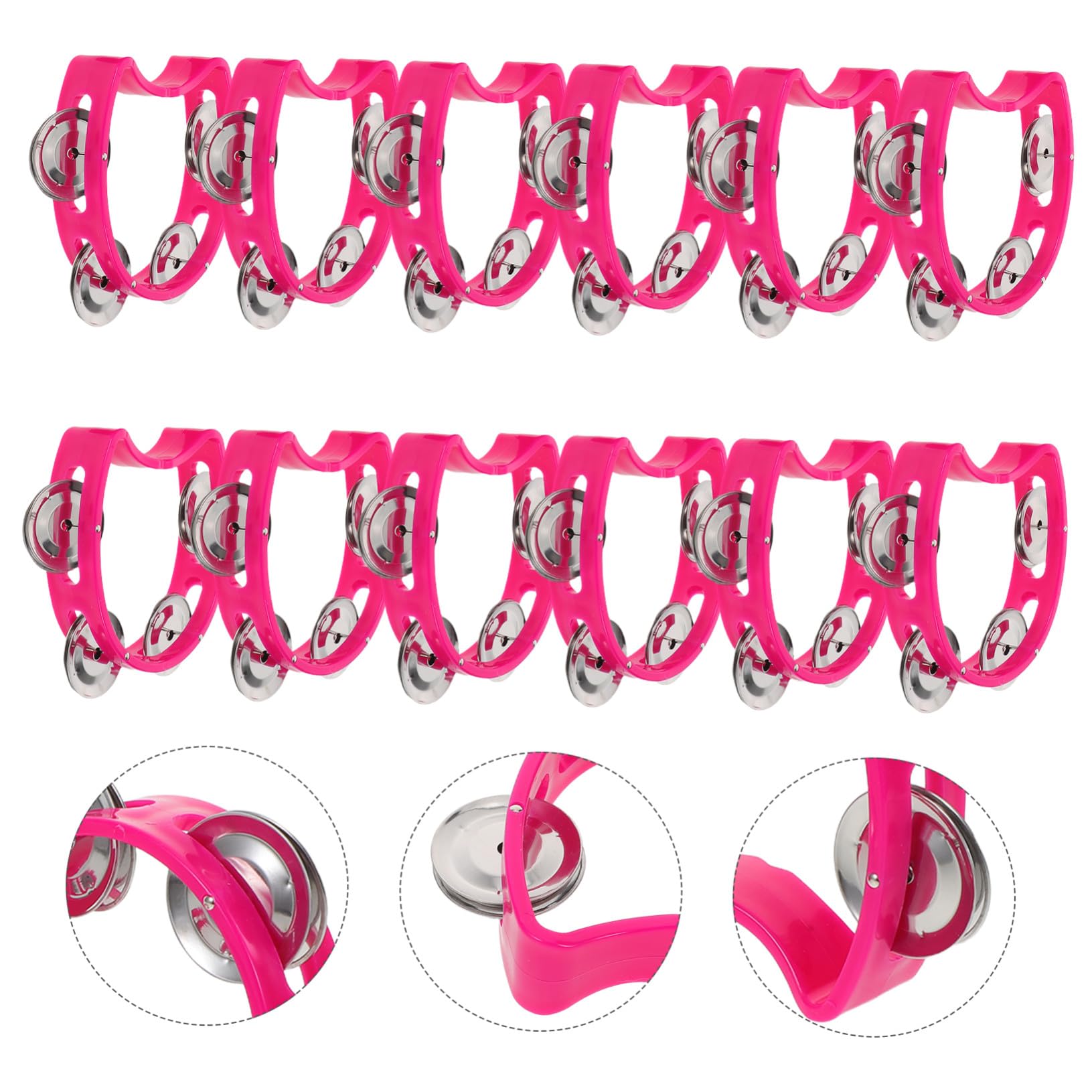 SOLUSTRE 12piezas Panderetas de Plástico con Cascabeles Campanillas para Mano Pandereta de Mano para Ritmo y Practica Sonajas de Percusión para Adultos Clases de Musica y Fiestas