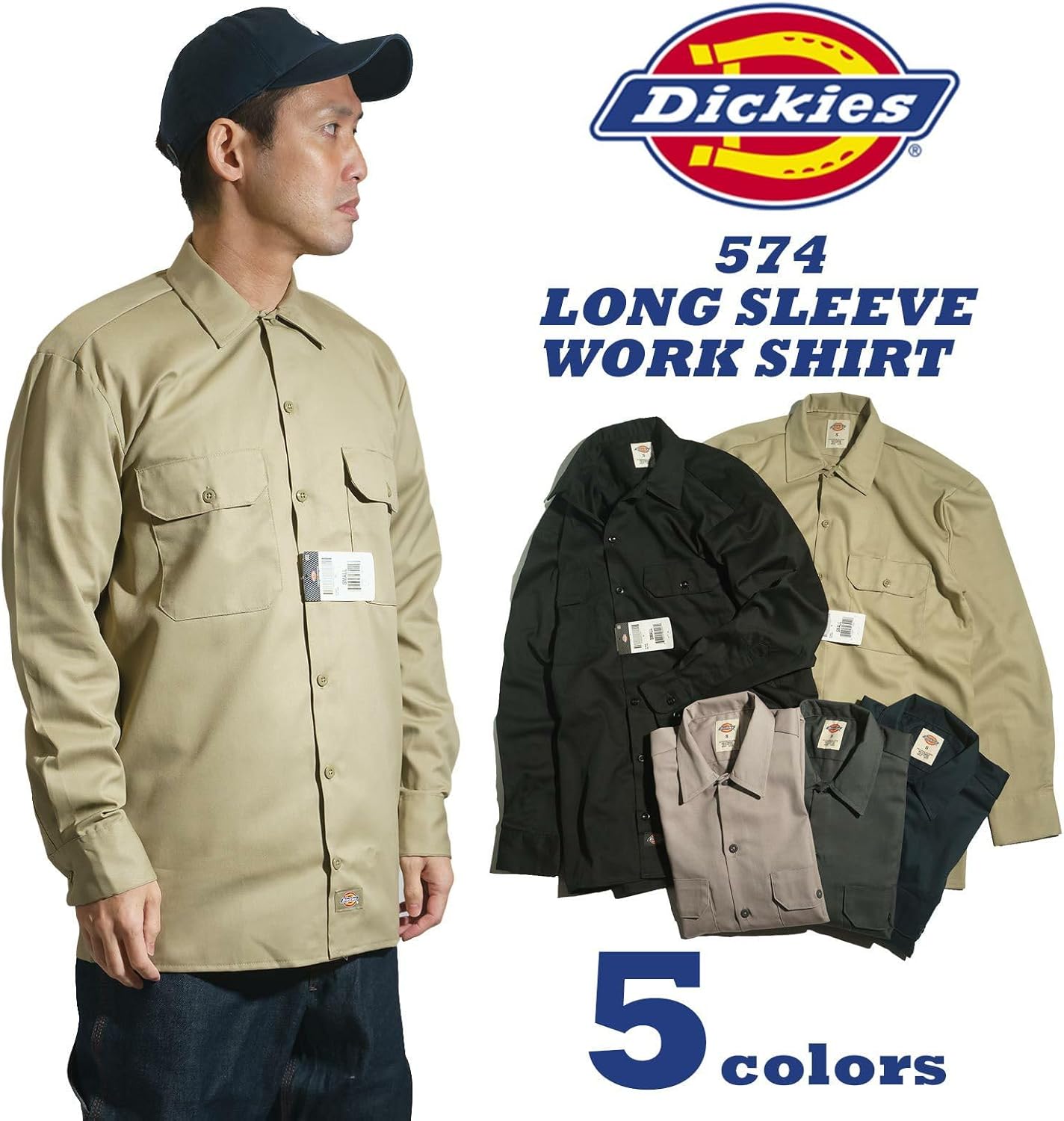 Dickies Men's Big-Tall Long Sleeve Work Shirt, Khaki,3XL - Image 5
