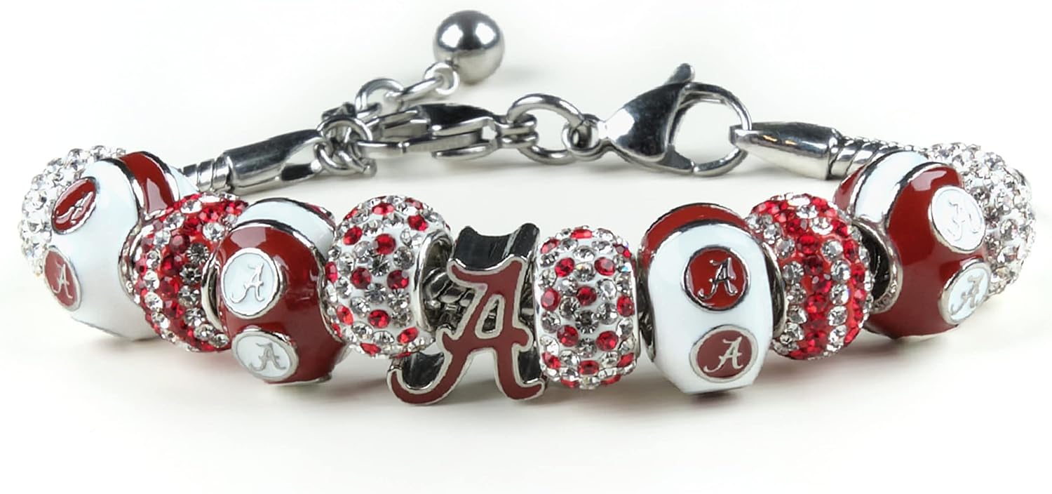 Stone Armory University of Alabama Charm Bracelet | Crimson Tide Gifts | Stainless Steel Alabama Jewelry | Alabama Helmet Charm Bracelet | Lifetime Guaranteed