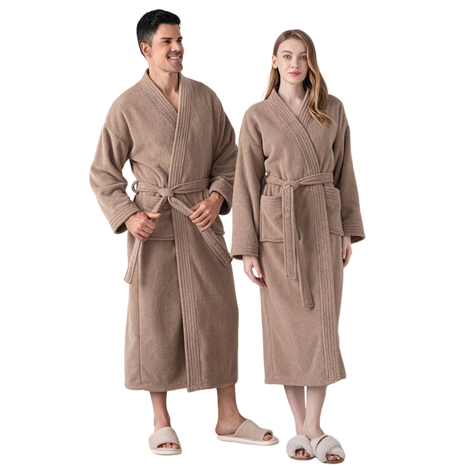 Générique Pyjama pour Hommes-Peignoir d'hiver en Flanelle épaisse pour Homme Nouveau modèle Long avec Doublure Fourrure Confortable Maison
