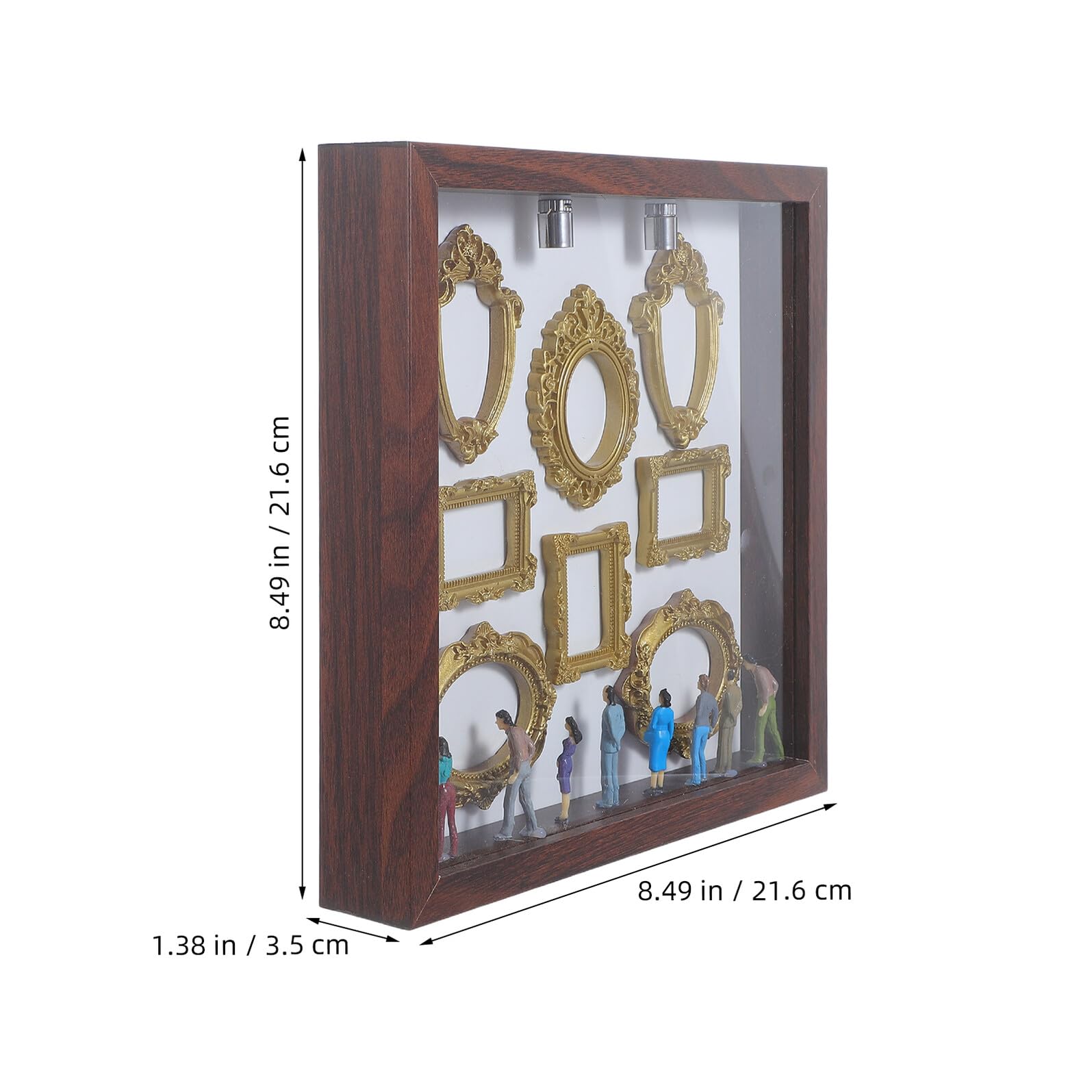Mini Muzealne Pudełko Ramka Do Zdjęć z Figurkami Drewniane Shadow Box Do DIY Przenośna Dekoracja Pamiątkowa Kolorze Jasnobrązowym