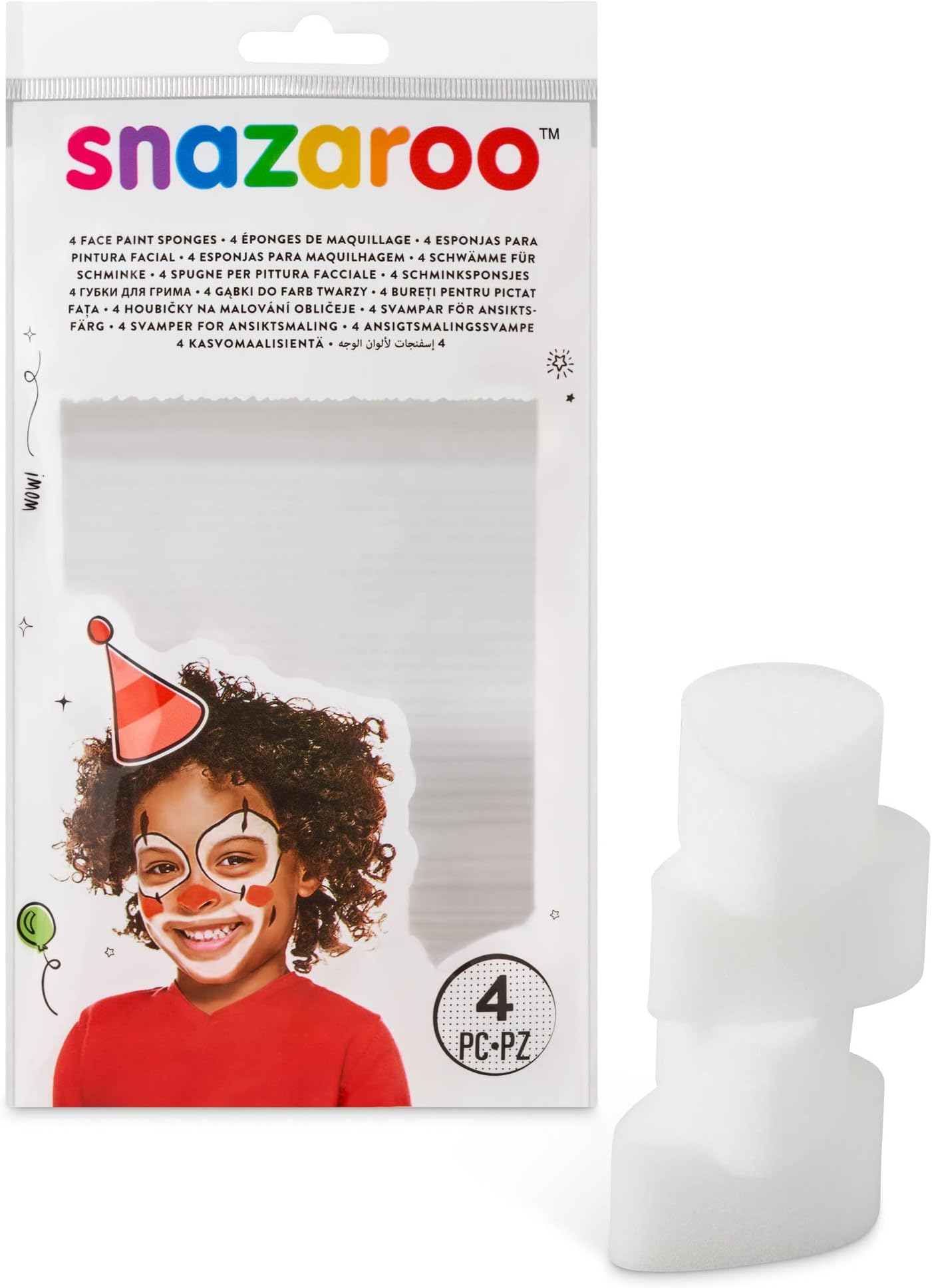 Snazaroo High Density Tear Drop Sponge, 4 Pack, White