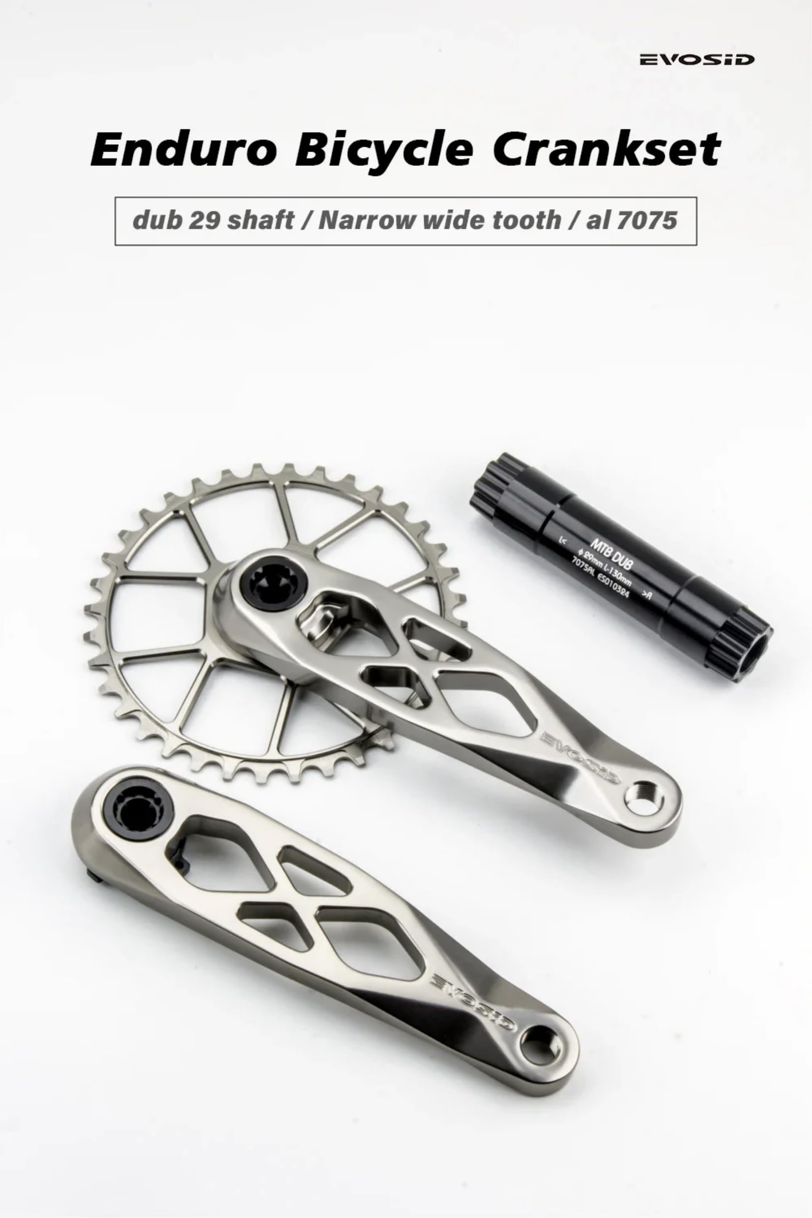 Ultraleichtes MTB 165/170/175mm Kurbel Set, 32T 34T 36T 38T EIN-Gang-Mountainbike-Kurbelarm-Set Dub Achse 29mm Mountainbike-Kurbelgarnitur