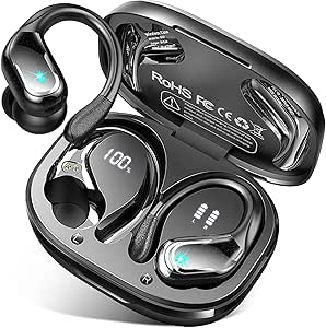 Écouteurs Bluetooth Sport 5.4 – 75h D’autonomie, Son Hi-Fi, Réduction De Bruit, étanches IPX7