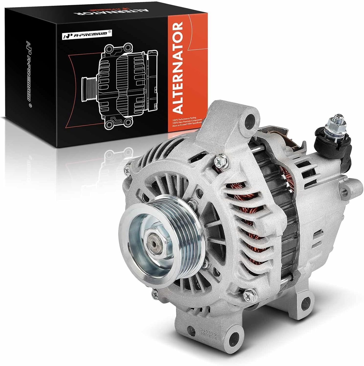 A-Premium Alternator Compatible with Mitsubishi Outlander 2007-2015 3.0L, 12V 120A 6-Groove Pulley Clockwise, Replace# A003TG4491, A003TG4491MI