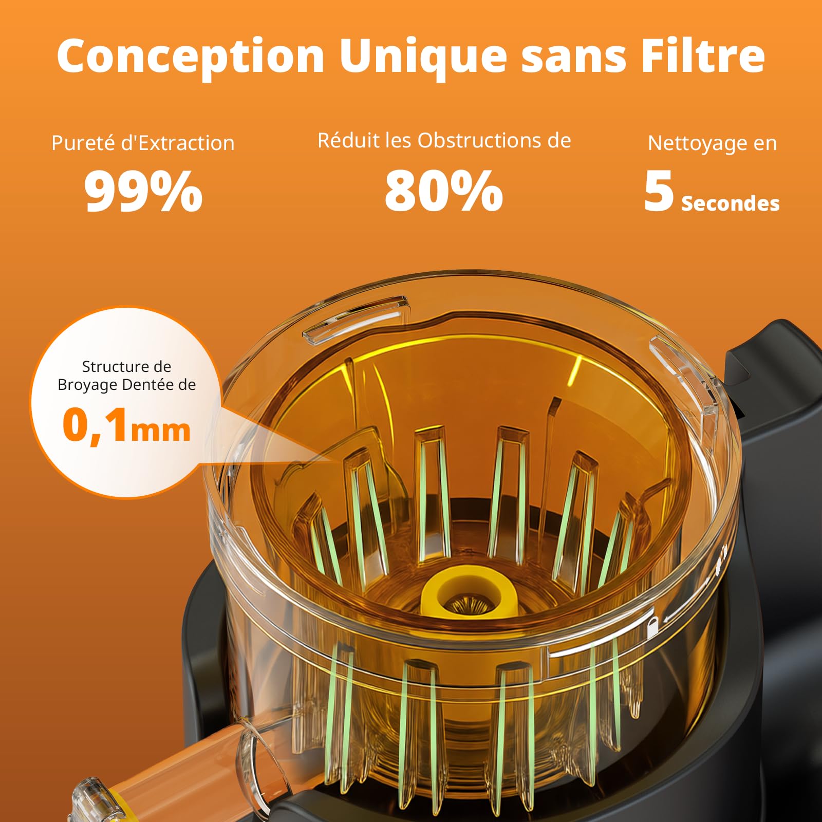 AIRMSEN Extracteur de Jus à Froid 147 mm 2,1 L 300 W Noir