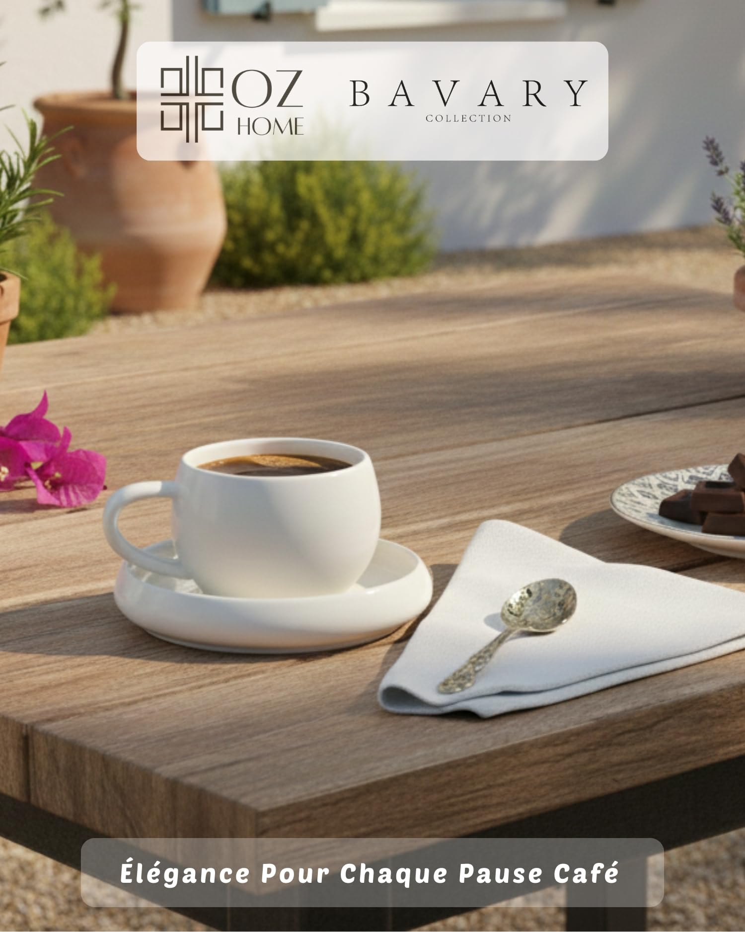 BAVARY Chubby Tasse A Cafe 120ml Avec Soucoupes, 12 Pcs (6 pers.) - Design Blanc Et Anse Ovale - Tasse A The En Porcelaine - Tasse Cafe Et Tasse Cappuccino - Service A Cafe Lave-vaisselle OK