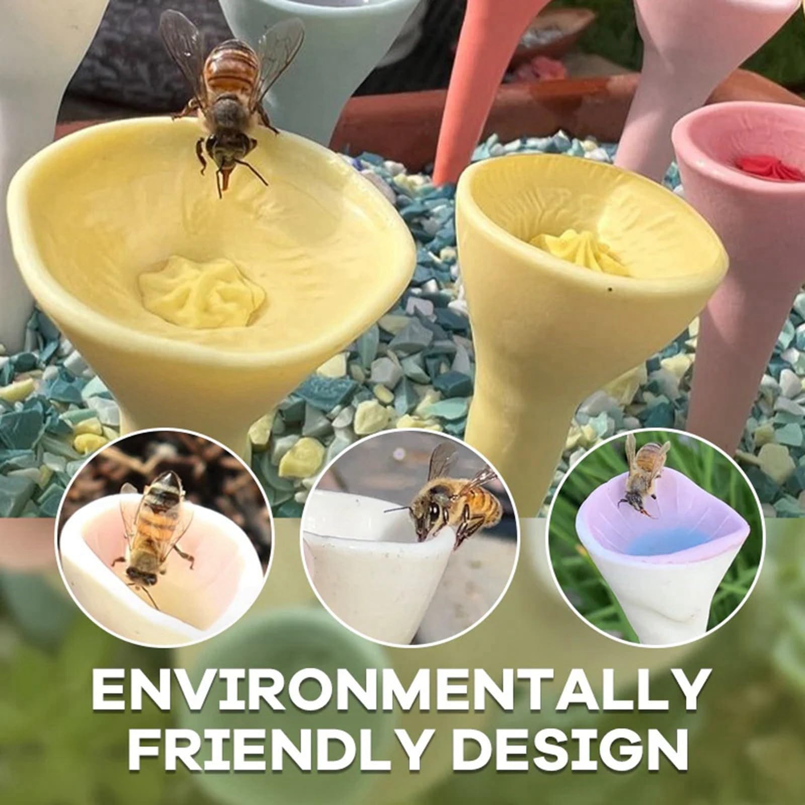 5er-Set Bienen-Insekten-Trinkbecher – Bunte Trinkstation Für Bienen, Mit Wasser Für Durstige Bestäuber – Für Garten, Balkon & Terrasse