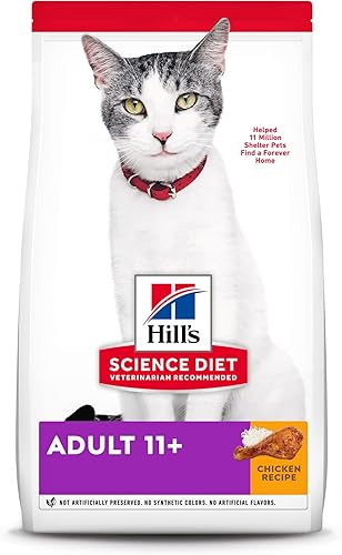 Hills Science Diet Alimento seco para gatos adultos mayores de 11 años para gatos mayores receta de pollo White