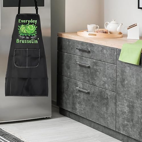 Miniatura 7 de LEVLO Brussels Sprout Gift Every Day I'm Brusselin - Delantal de cocina de verduras para hombres y mujeres