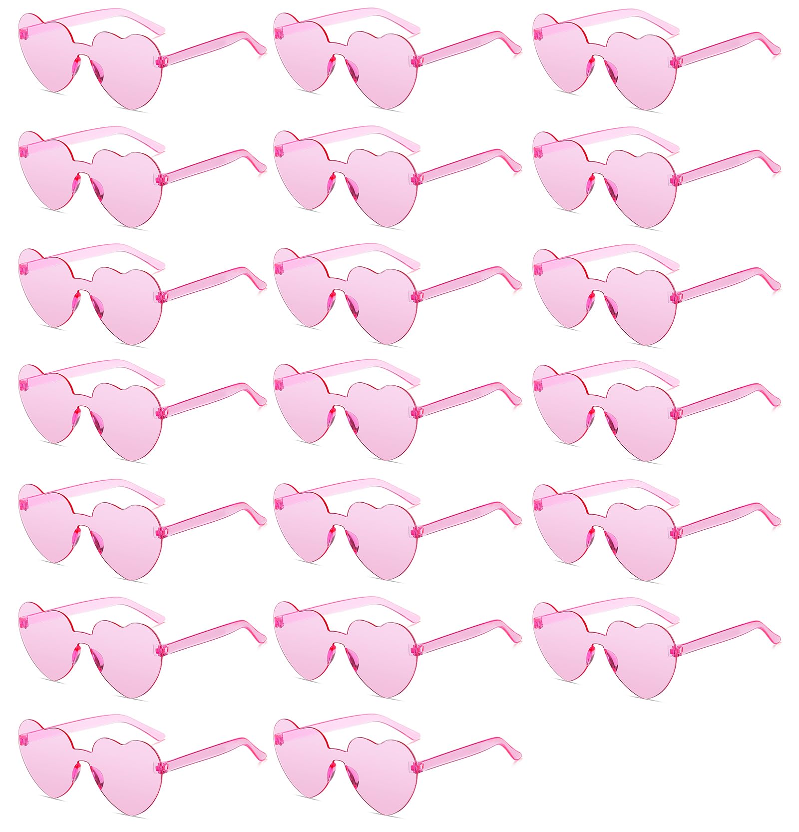 Colrea 12/20/24 Pairs Heart Sunglasses for Women Men, Trendy Heart Shaped Rimless Transparent Sunglasses, Party Favors