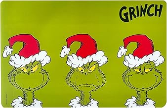 The Grinch - Plastic Place Mat 44 x 28.5 cm Green Table Decoration Christmas Decoration - Christmas Place Mat with Grinch Motifs - Plate Coasters as Christmas Decoration for Dining Table and Advent