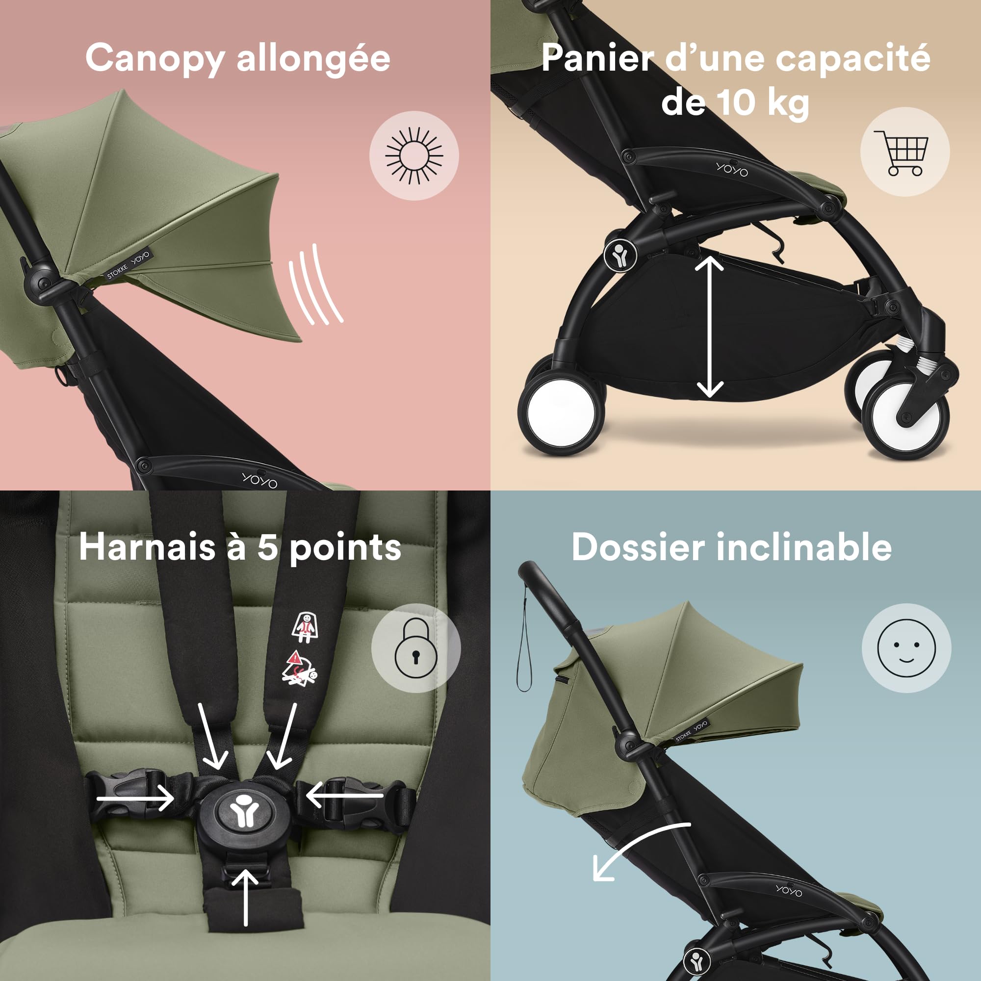 Stokke YOYO Black Frame 6+ Color Pack Olive