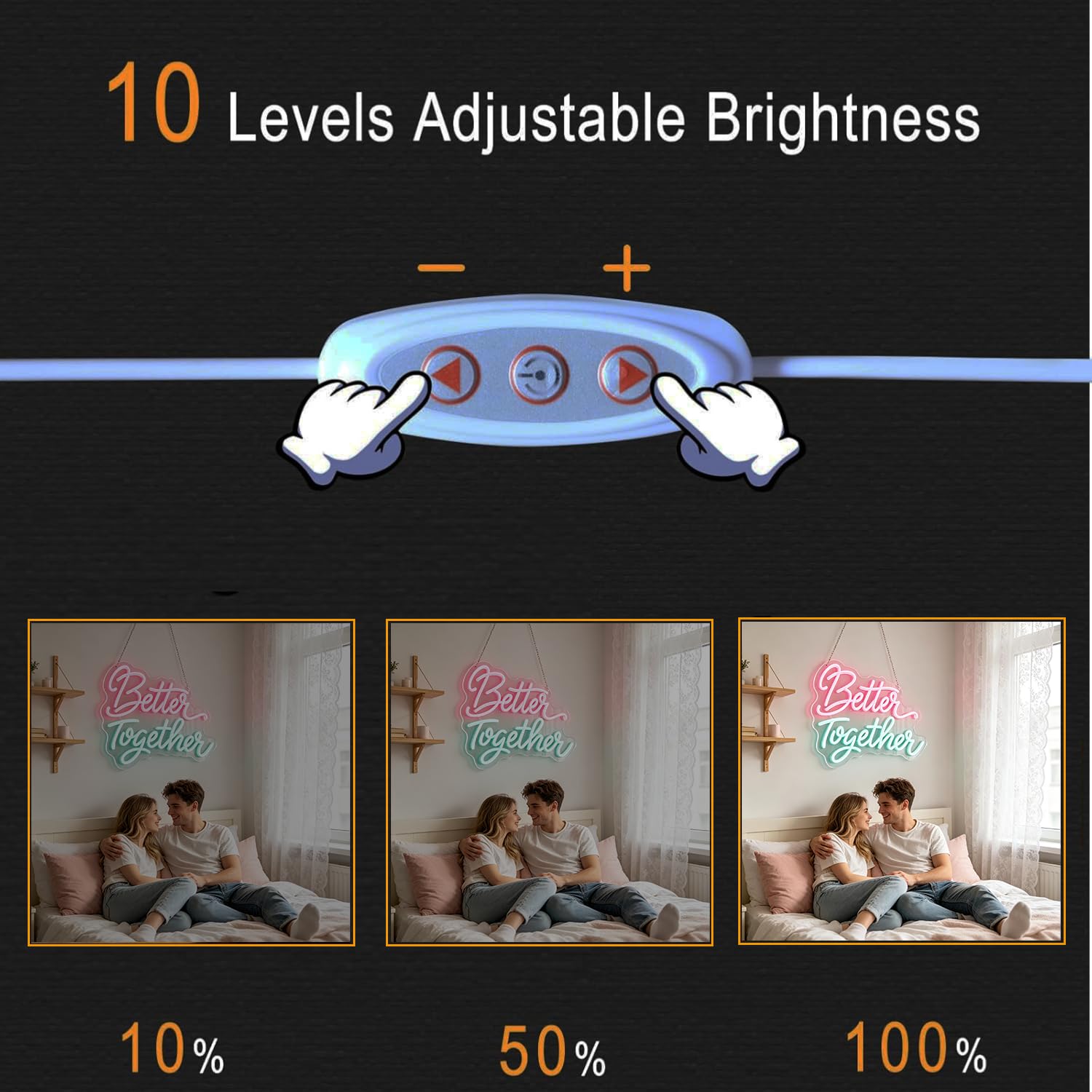Better Together Neon Schild, Wand Schild für Wanddekoration Led Neonschild, Spruch Neon Sign USB-betrieben, Wand Zubehör Dekoration für Schlafzimmer, Hochzeit, Party, Geschenk für Paare