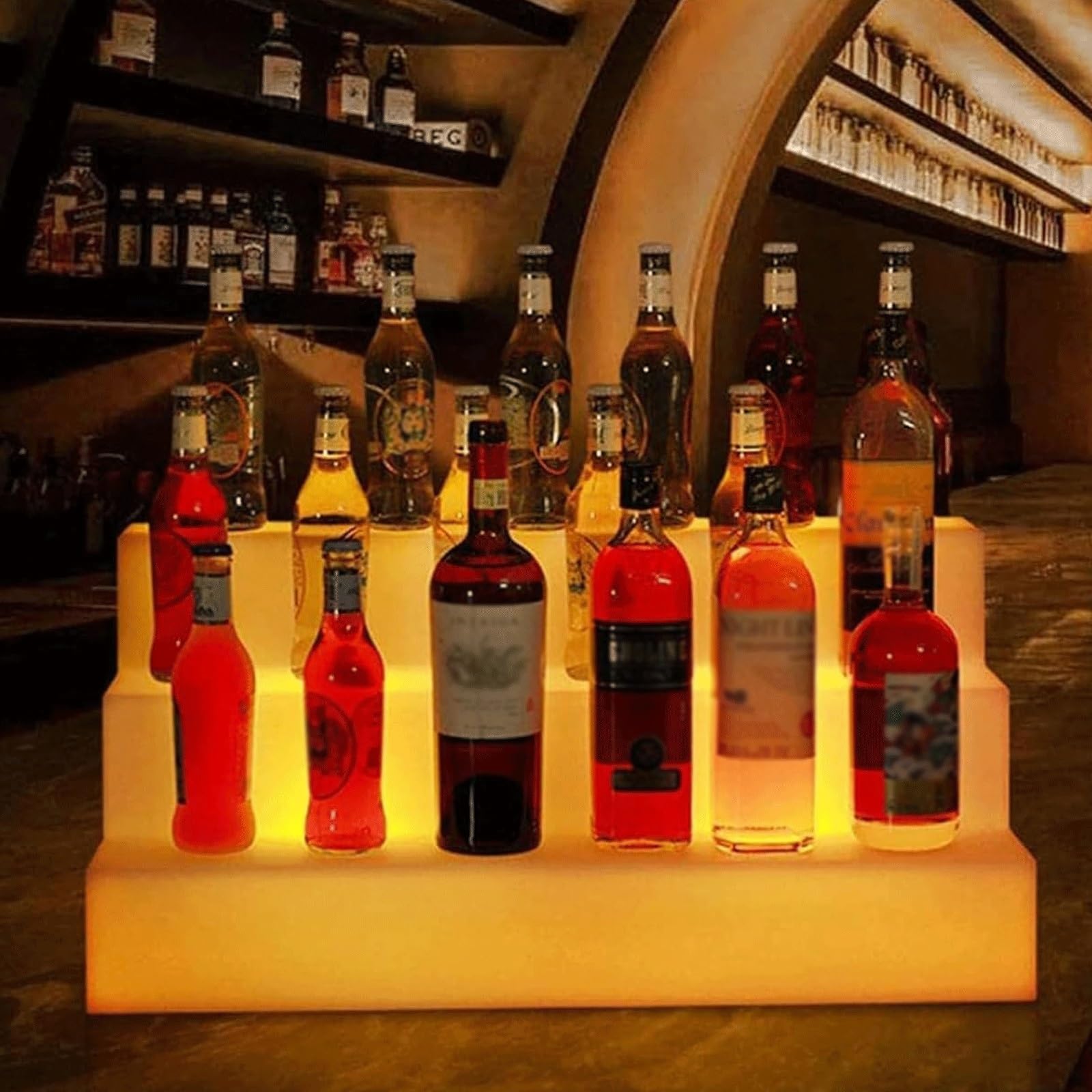 Étagère lumineuse bar pour bouteilles support LED de salon