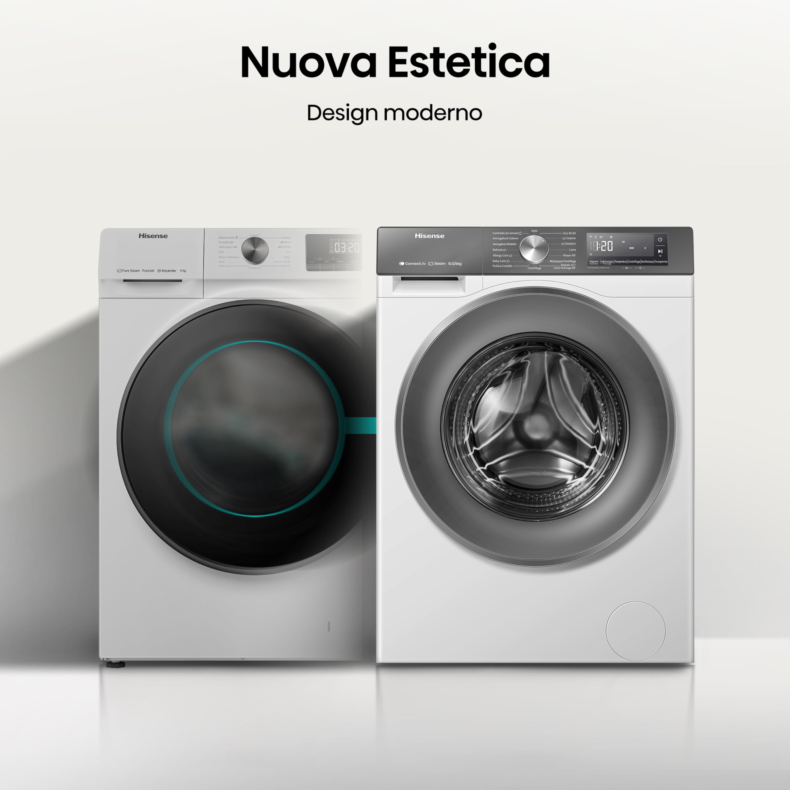 Hisense WD3S1043BW7 Lavasciuga 10,5 + 6 Kg, 1400 Rpm, 19 Programmi Automatici, Vapore, Motore Inverter, Classe Energetica A-20%/D, Display Led, Grigio, WiFi