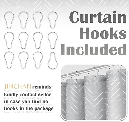 Miniatura 6 de JINCHAN Cortina de ducha gris con rayas en espiga blancas en forma de zig-zag, chevron, repelente al agua, de tela moderna, cortinas de ducha de