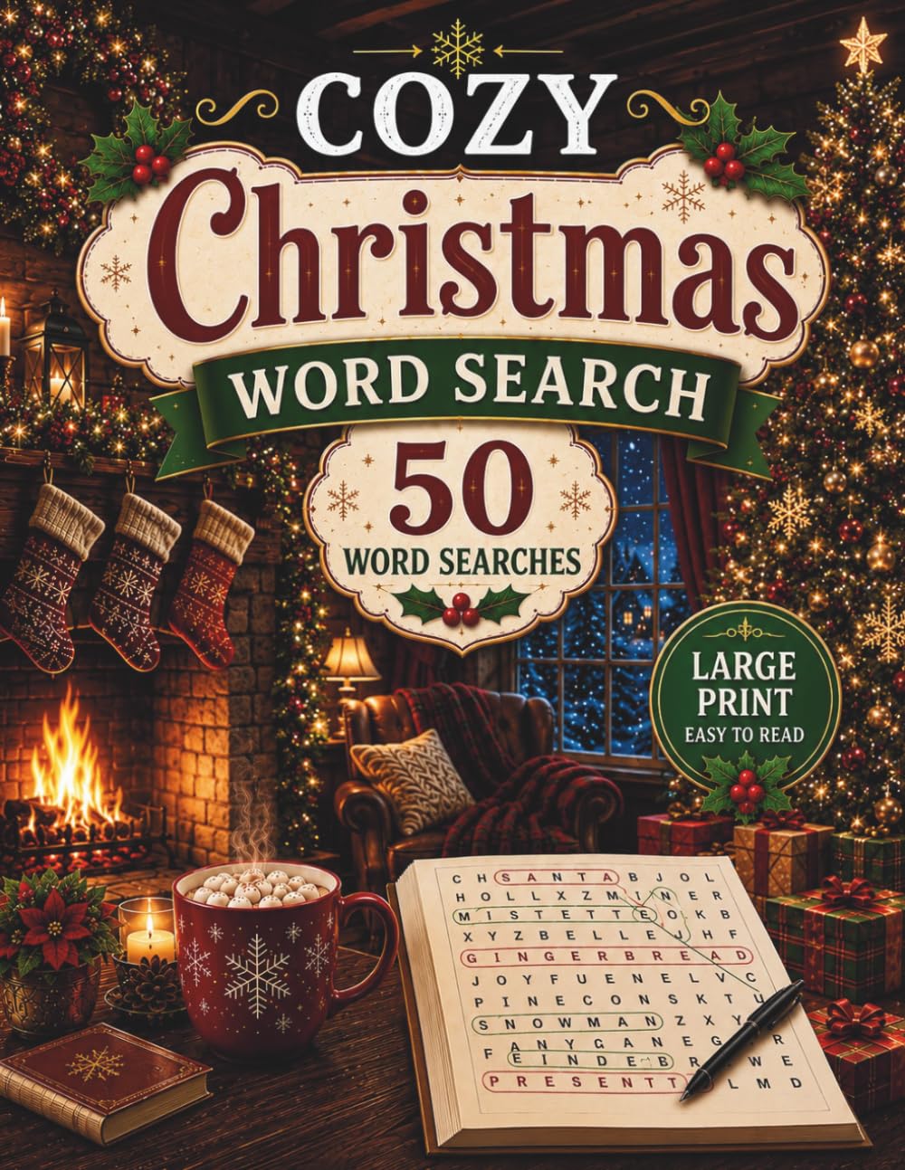 Cozy Christmas Word Search: 50 Word Search Puzzles For Festive Cozy Winter Evenings