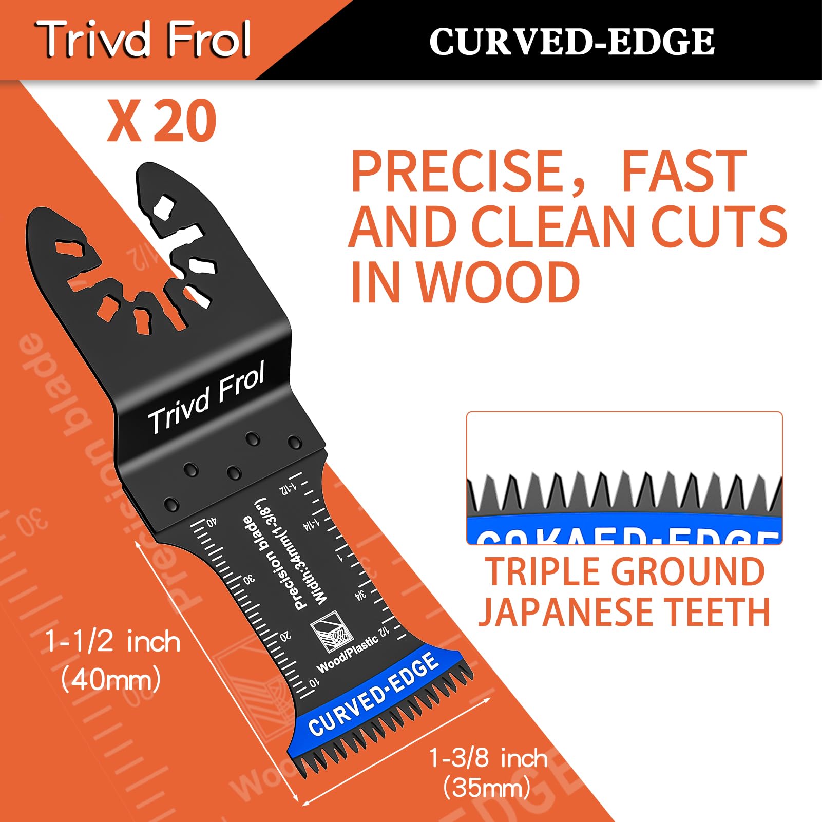 20 hojas de sierra oscilantes de dientes japoneses, cuchillas multiherramienta oscilantes de borde curvado, corte limpio para madera, plástico, cuchillas oscilantes para herramientas Dewalt,