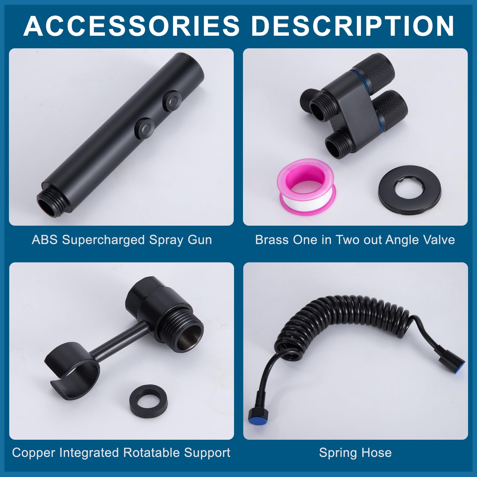 Kit De Rociador de Bidé 2 En 1 Potente Chorro y Amplia Pulverización Pulverizador Para Bidé de Mano Duchas Higienicas para Wc Para Lavado de Inodoros Higiene Personal Limpieza de Mascotas (Negro)