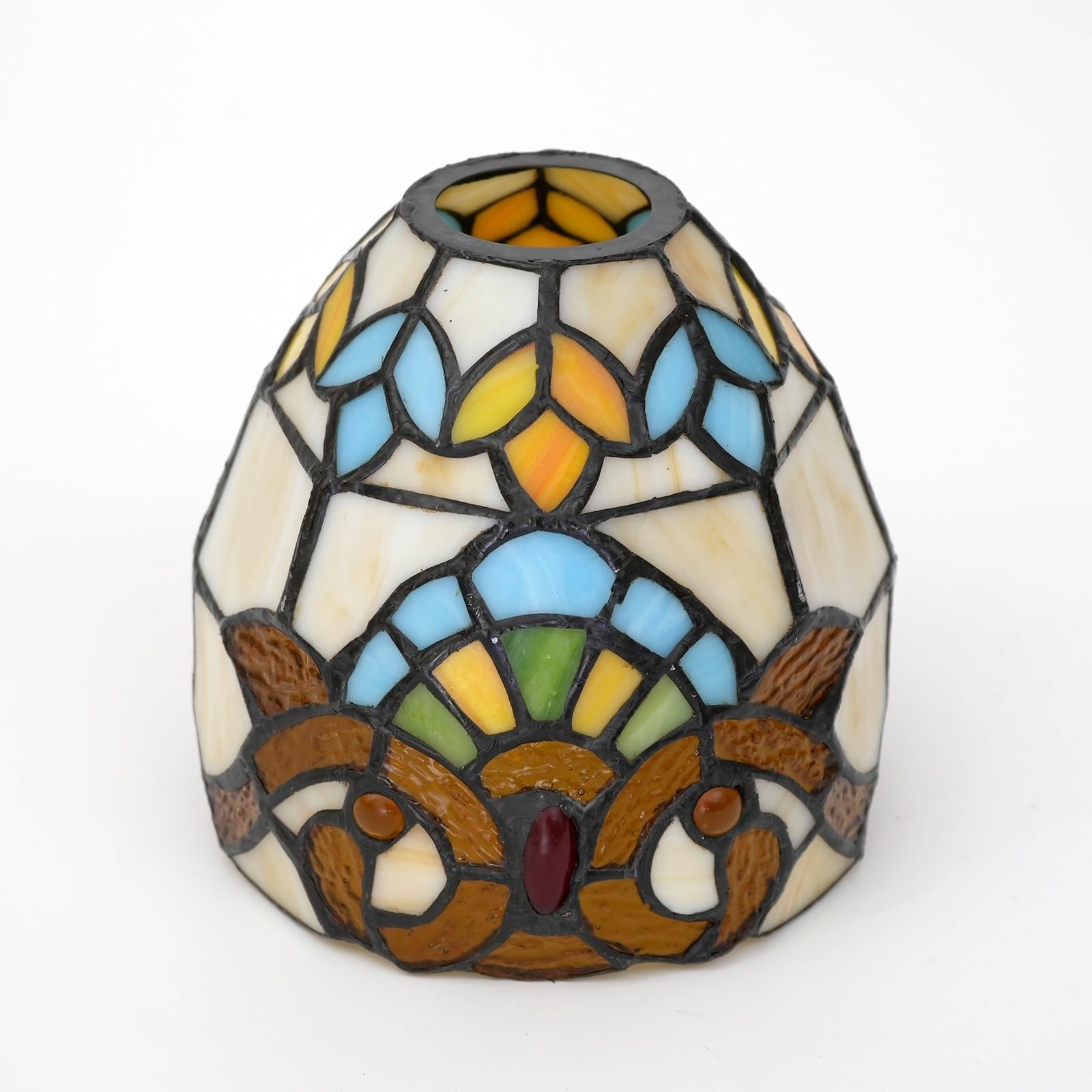 6 Inch Stained Glass Lamp Shade, Replacement Lampshade Richly Colourful Vintage Style Deco for Ceiling Light Pendant Chandelier Wall Lamp(Baroque)