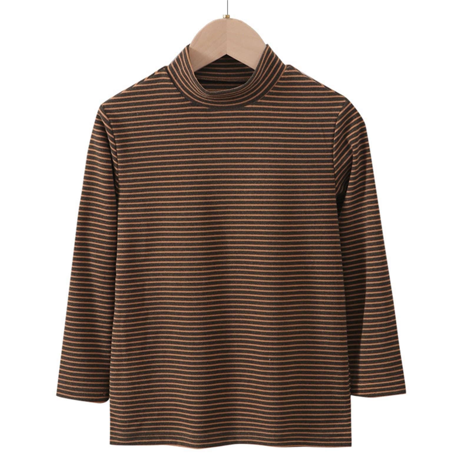 Camiseta de manga larga para niñas, cuello alto, a rayas, clásica, holgada, atlética, acanalada, para niños, adolescentes, niñas, casual, escuela, transpirable, camiseta de verano