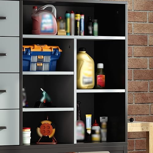 Miniatura 7 de Lovinouse Black Garage Storage Cabinet with Wheels and Doors, Rolling Tool Chest Cabinet with Storage Drawers and Removable Garage