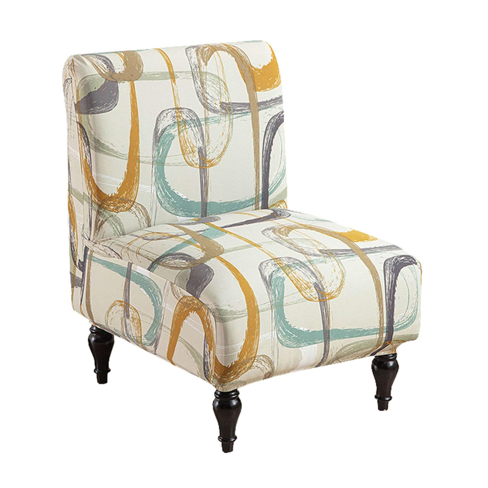 Jhld H Stretc Armless Accent Chair Covers, Spandex Armless Accent Chair Slipcovers Printed Soft Armless Chair Slipcovers Wit Elastic Bottom Non Slip Armchair Covers For Living Room-1 Piece