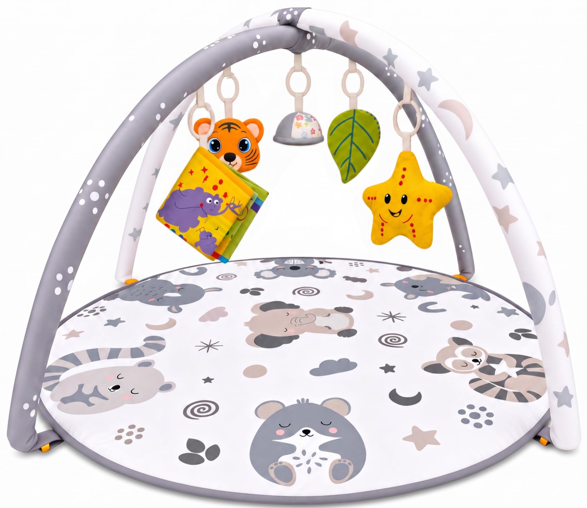 Edibaby, Gimnasio Bebe 0-6 Meses, Arco Desmontable con Juguetes Sensoriales, Tapete de Actividades Plegable, Regalo Recien Nacido (Elephant Edition)