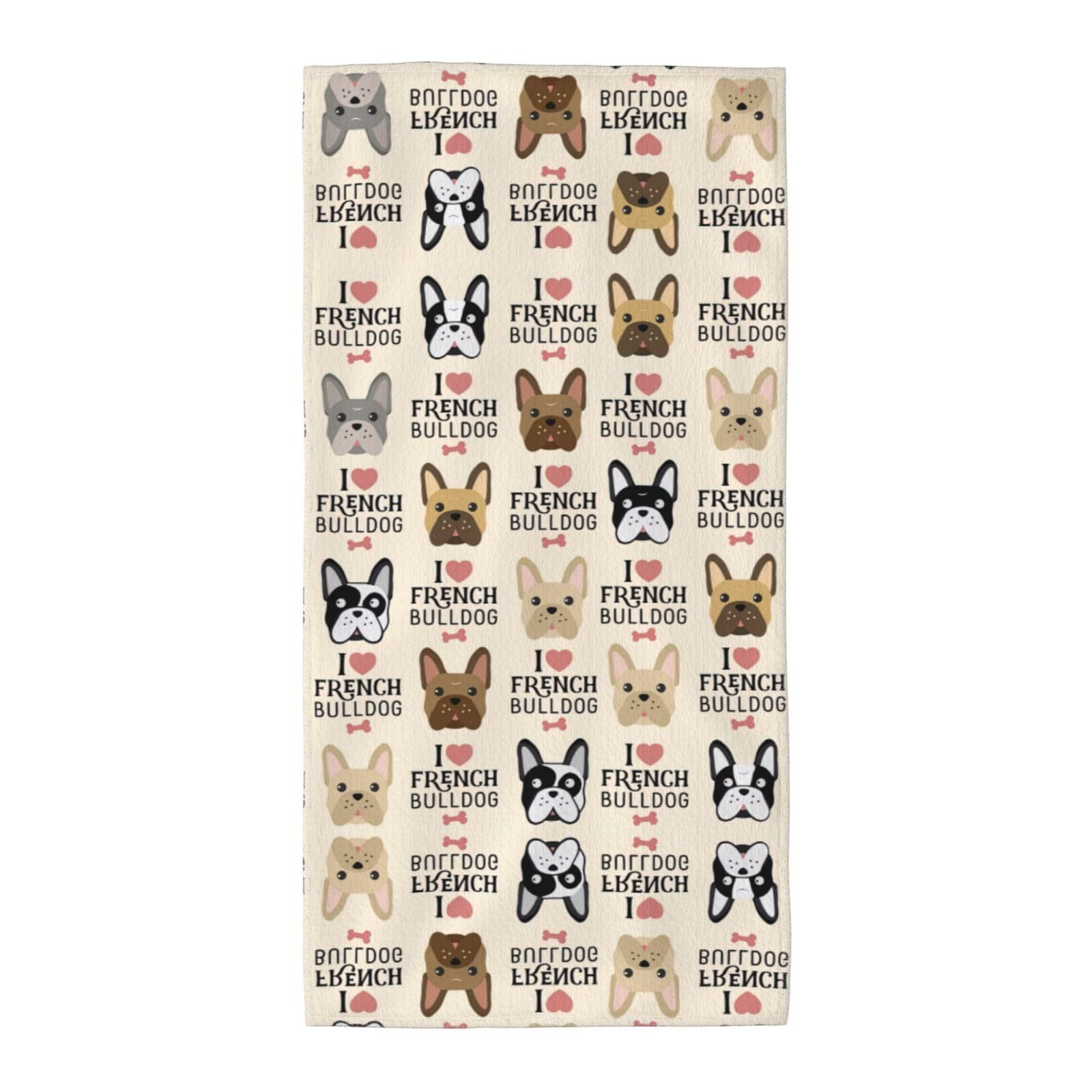 WYCZHY French Dog Printed Quick Dry Beach Towel For Camping Travel Vacation