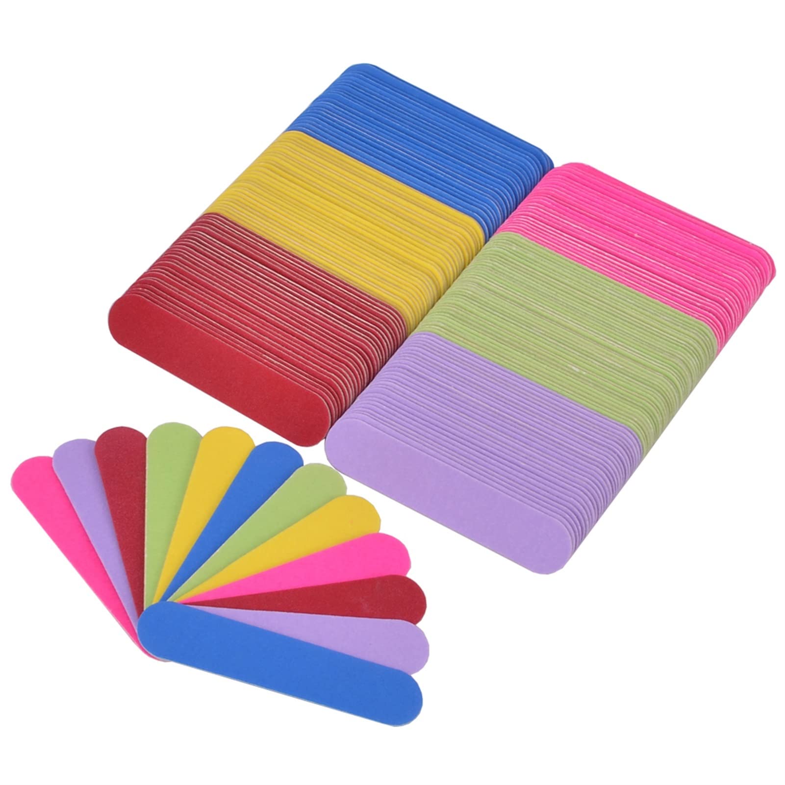Lima per unghie, buffer per unghie, 200 pz/lotto Mini Lima for Unghie in Legno Professionale 247 Grana Levigatura Nail Art Doppio Lato(Roze)