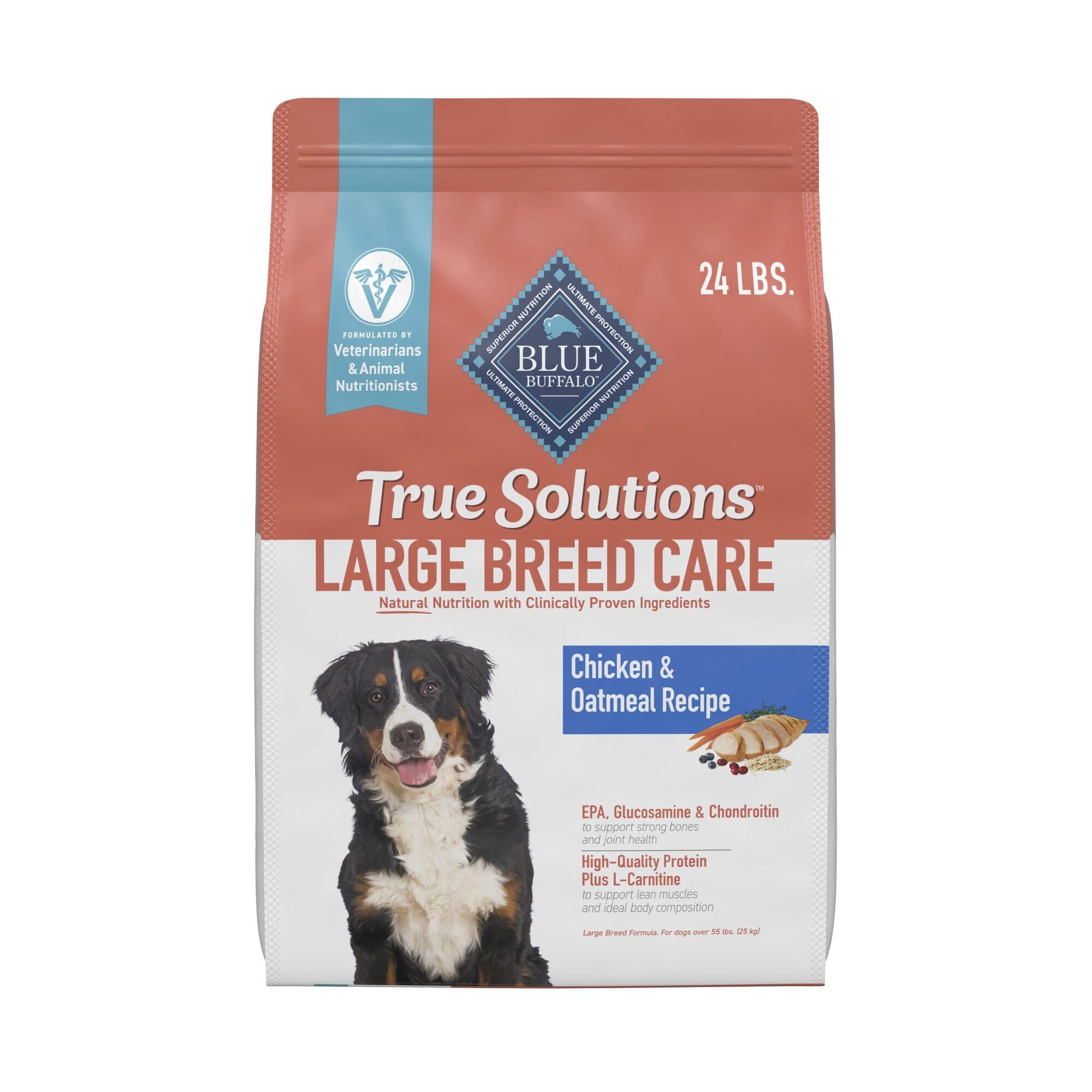 Blue Buffalo True Solutions Large Breed Care Natural Dry Dog Food for Adult Large Breed Dogs, Chicken, 24-lb. Bag