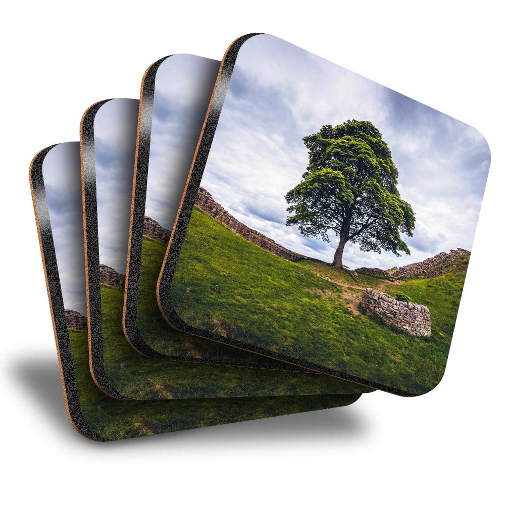 Destination Vinyl Ltd Multicolor Great Coasters (Set Of 4) Square - Hadrian's Wall Northumberland Drink Glossy Coasters/Tabletop Protection For Any Table Type #2196