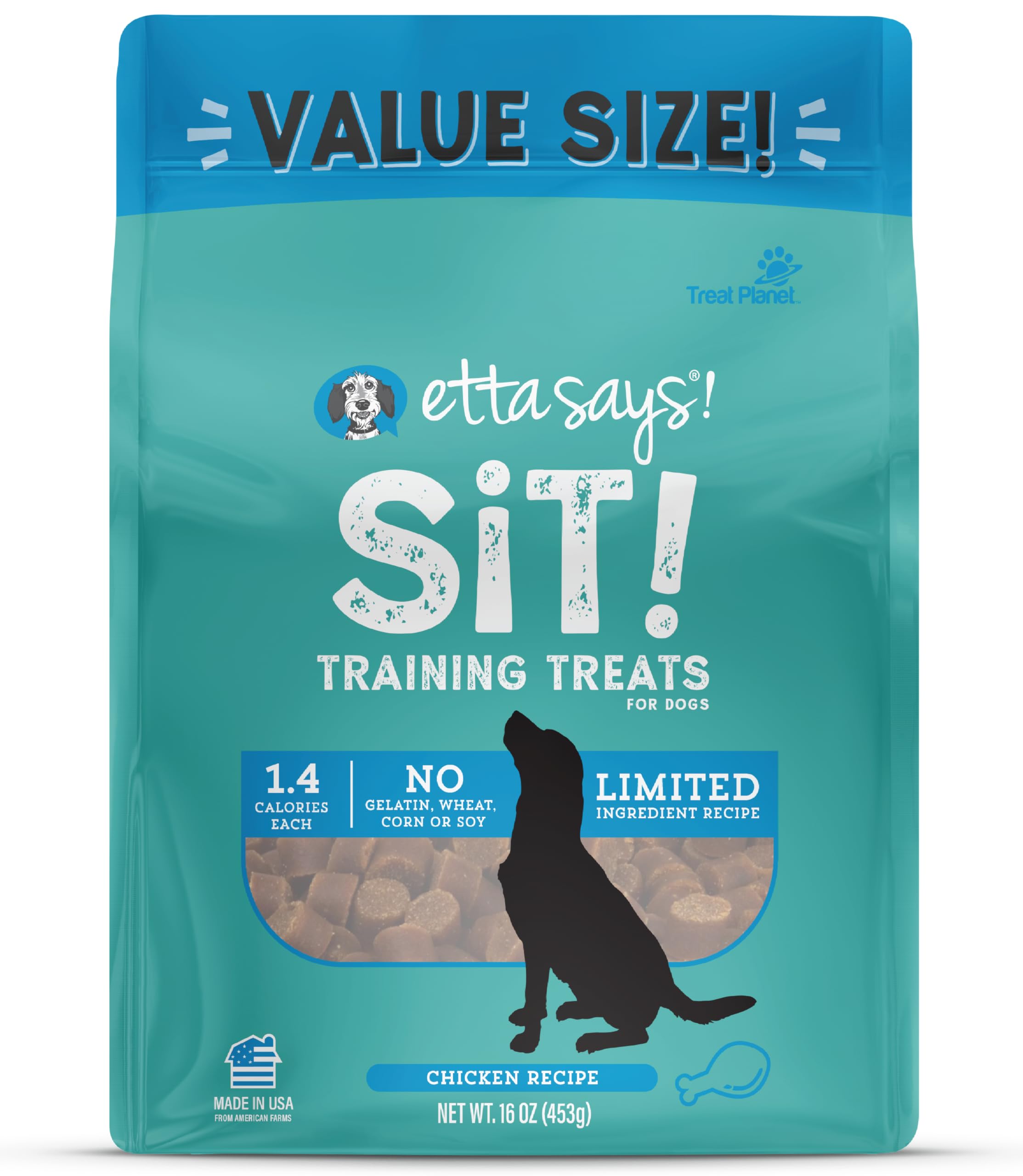 etta says! Sit Training Treats - All Natural Chicken Soft Treats for Dogs - Made in The USA - Soft & Chewy for Small, Medium & Large Dogs or Puppies