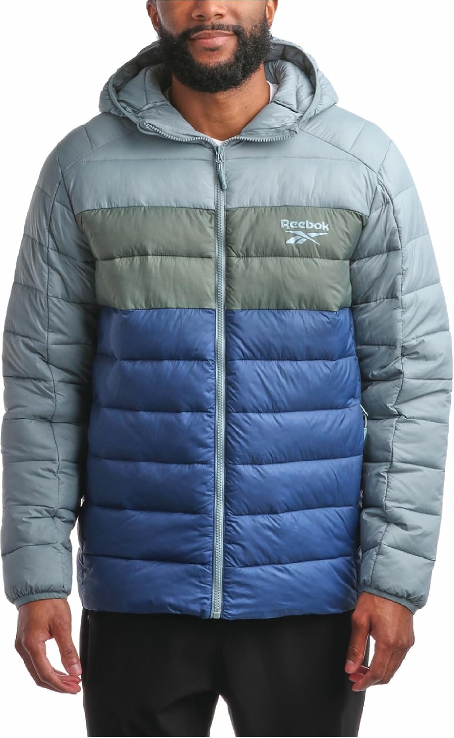 Reebok Mens Puffer Jacket – Lightweight Quilted Warm Glacier Shield Hooded Mens Winter Coats – Cozy Insulated Jackets for Men
