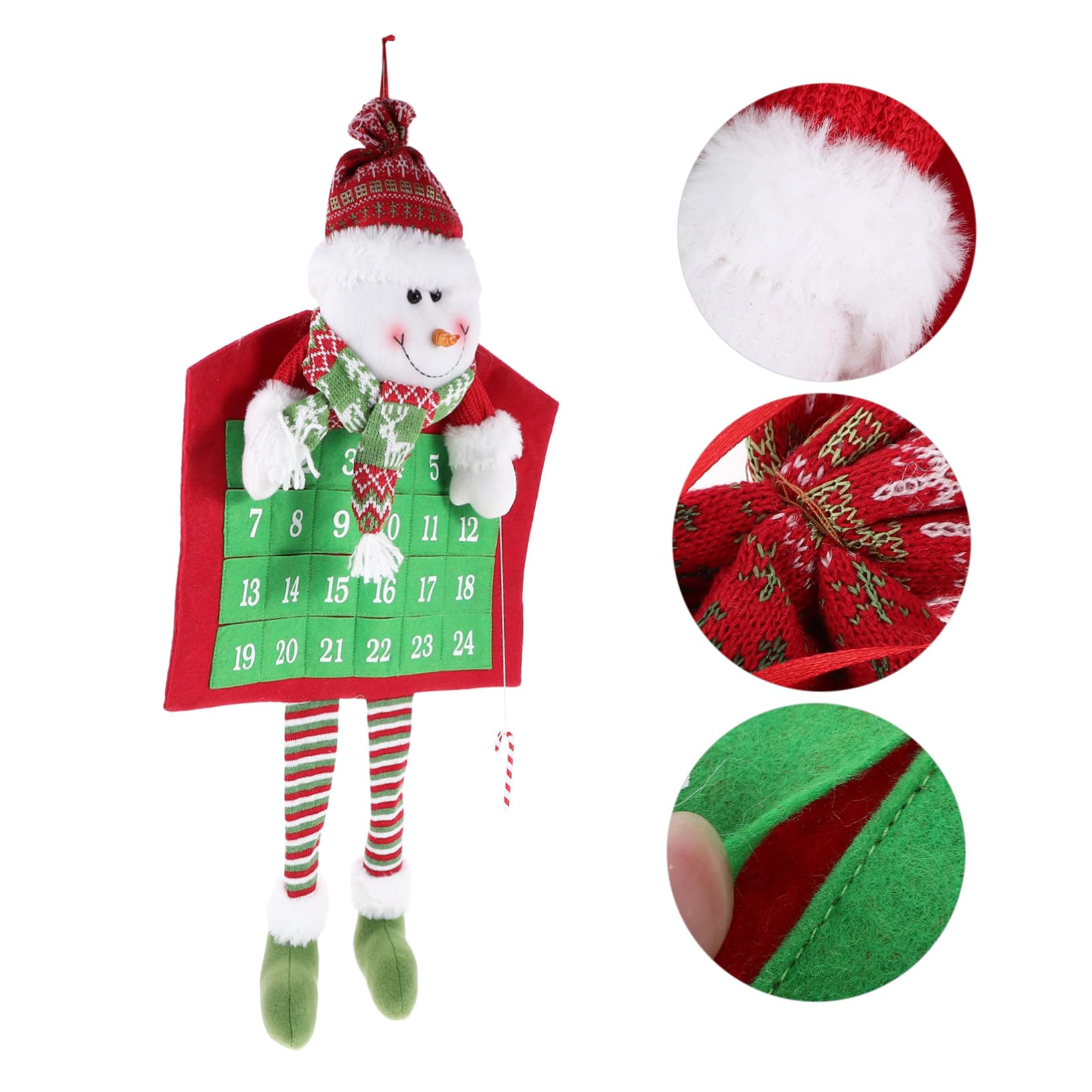 TOYANDONA Weihnachtskalender mit Niedlichem Schneemann Design aus Gestricktem Stoff zum Aufhängen Dekorativer für Einschulung Feier und Festliche Weihnachts Türdekoration zu Hause