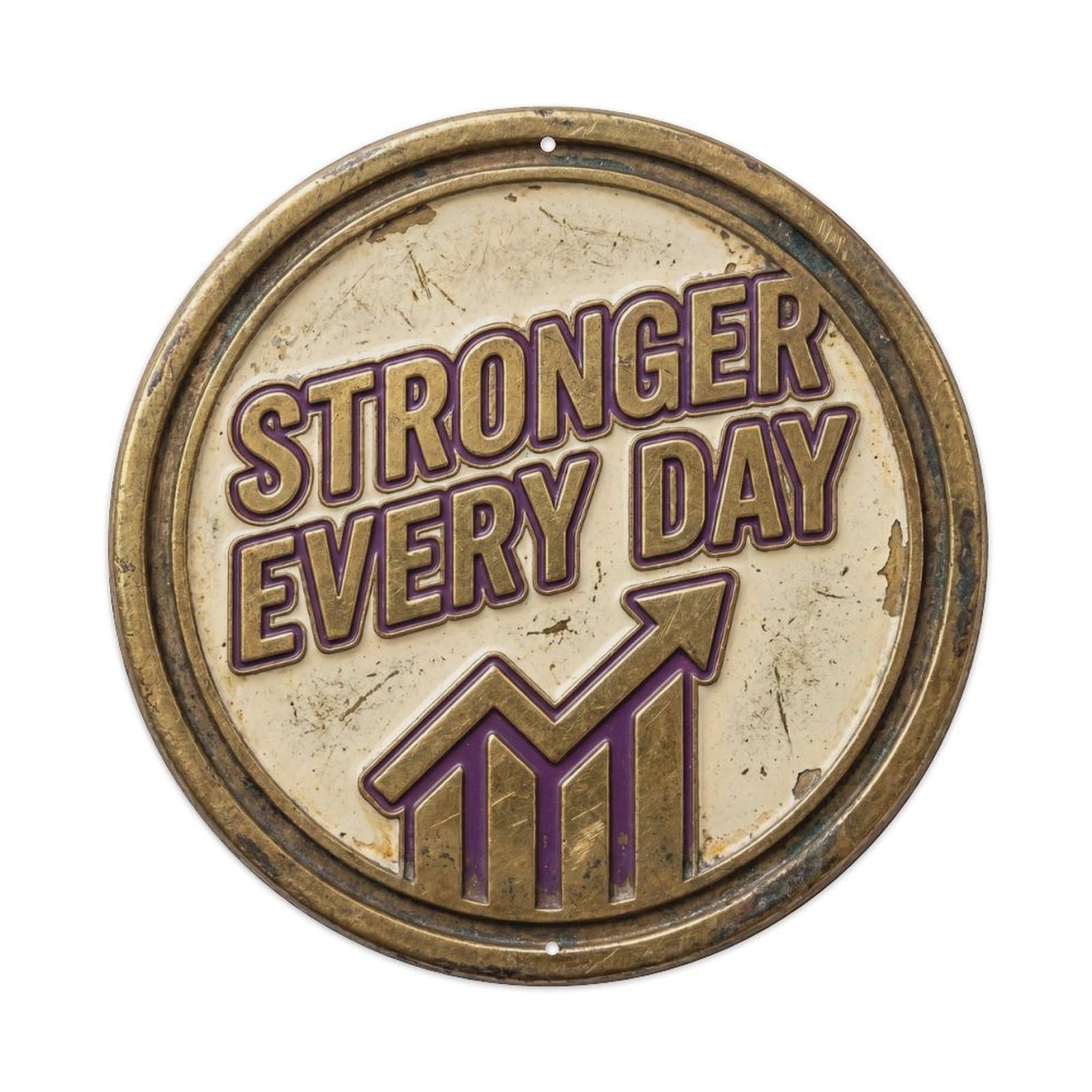 Stronger Every Day Nostalgic Workshop Ornament Retro Slogans Vintage Metal Tin Sign Plaque Wall Decor for Cafe, Club Bar, Office, Garden Metal Poster 8x8Inch