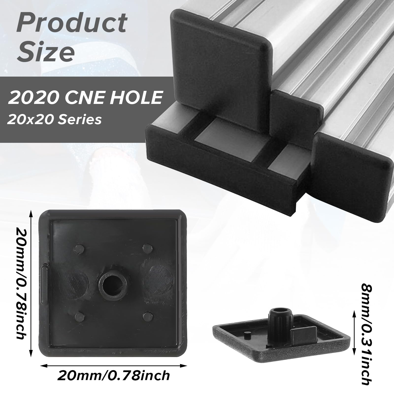 Afdekdop 20x20 ALUX Profile - esthetische afwerking van constructies