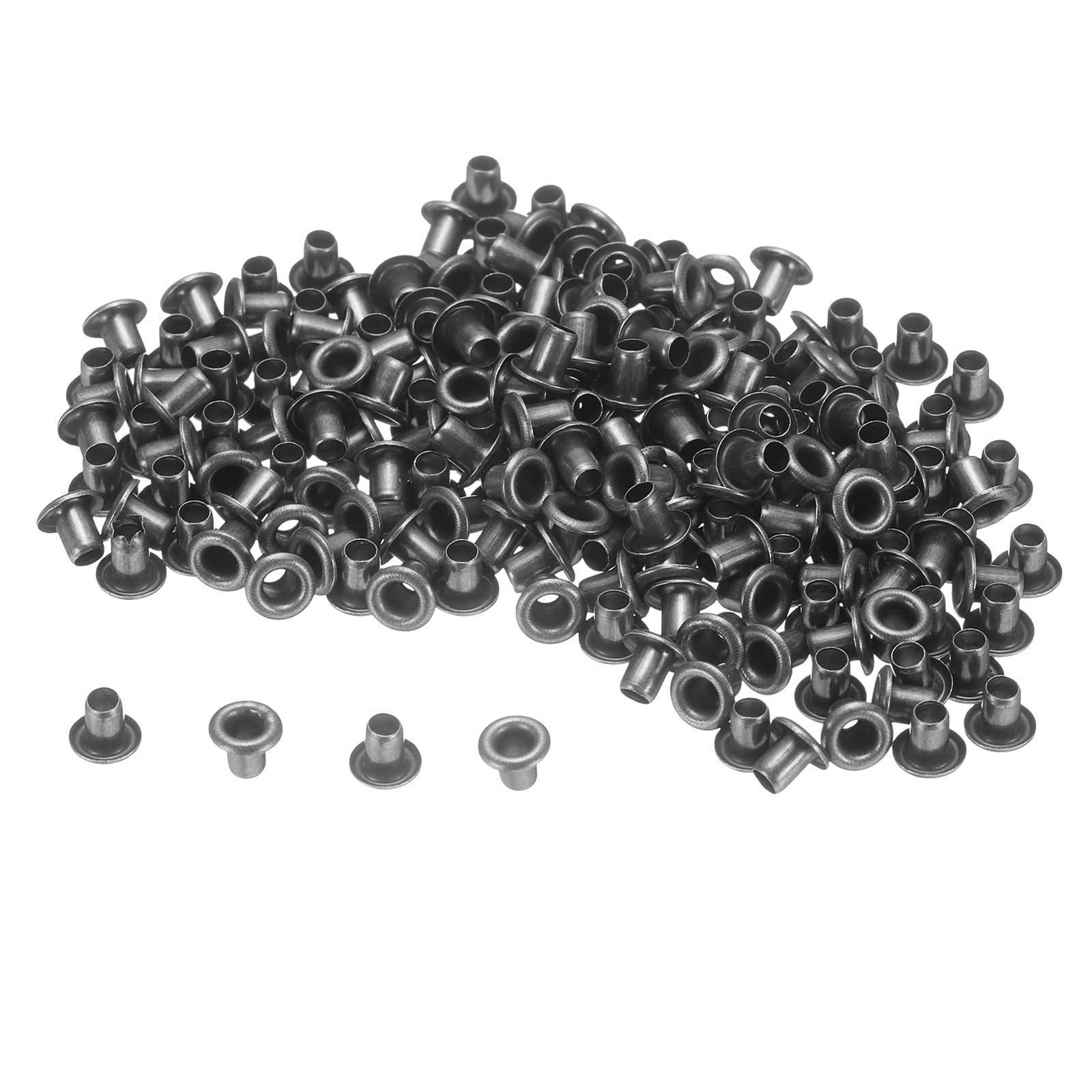 sourcing map 200set Grommets Metal Eyelets 2mm Hole Tiny Grommet for Shoes Clothes Belt Bag DIY Project, Dark Grey