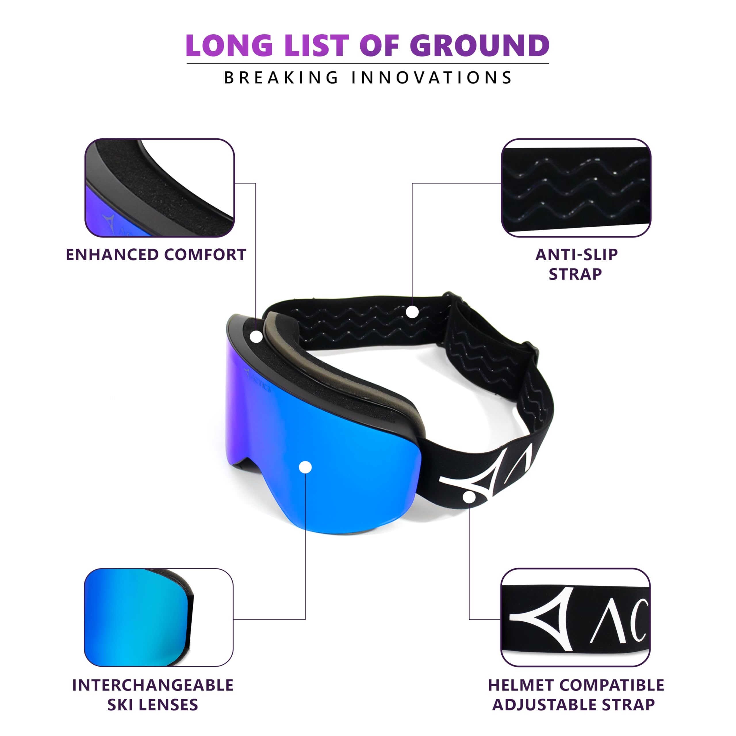 Falcon 1 - Maschera da sci con lenti intercambiabili Revo progettate dalla Nasa, protezione 100% UV400, per uomini e donne, colore: nero