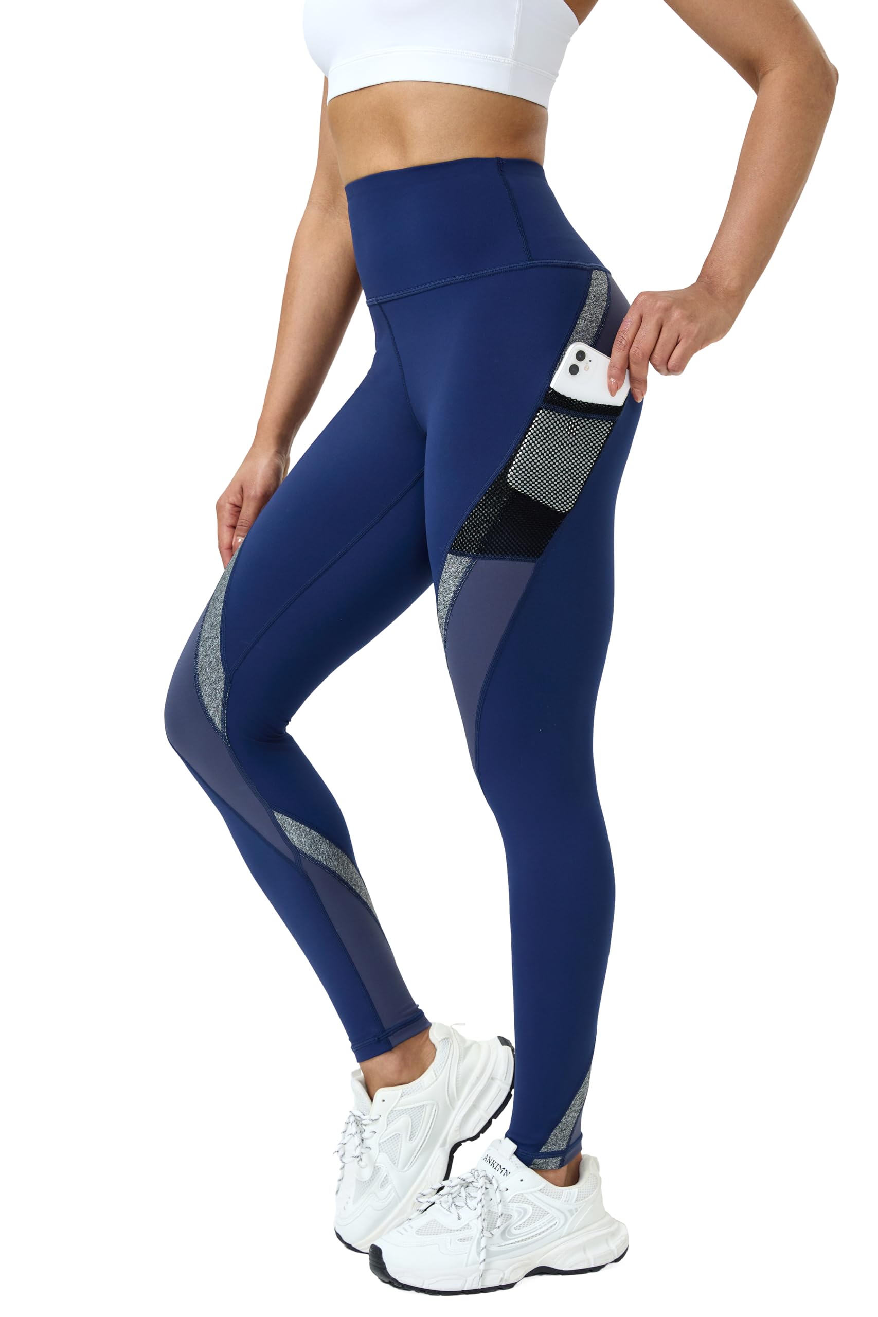 Evievit Sport Leggings Damen mit hoher Taille und Taschen, 7/8 Sporthose für Fitness, Yoga und Gym, Blickdicht, atmungsaktiv, pillingresistent, kurvig geschnitten Laufhose Yogahose für den Alltag