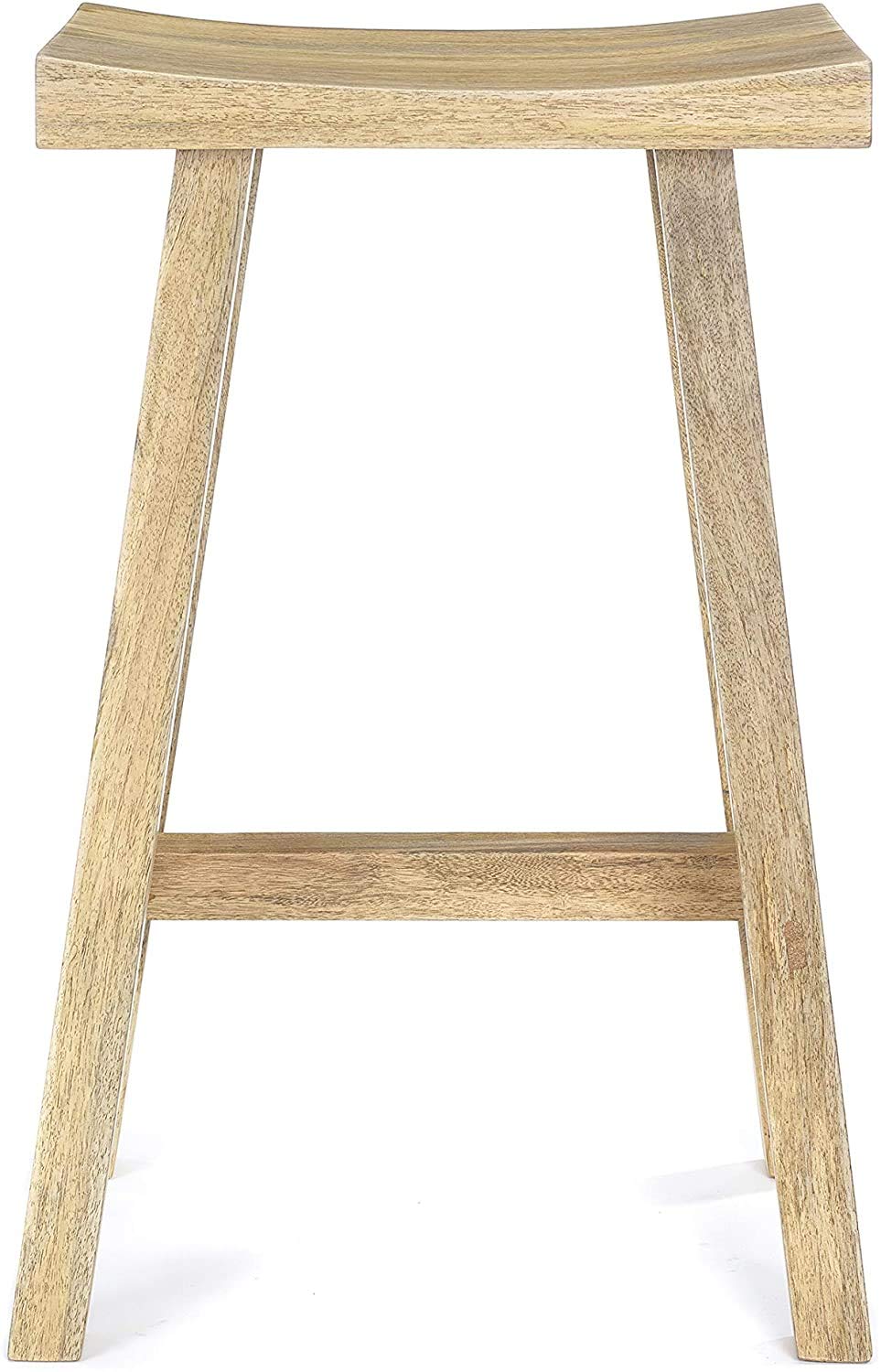 Mango Wood Curve Top Bar Stool | Bar Counter Chair | Kitchen Chair | 70CM High | Wooden 4Legs Stool-image-40
