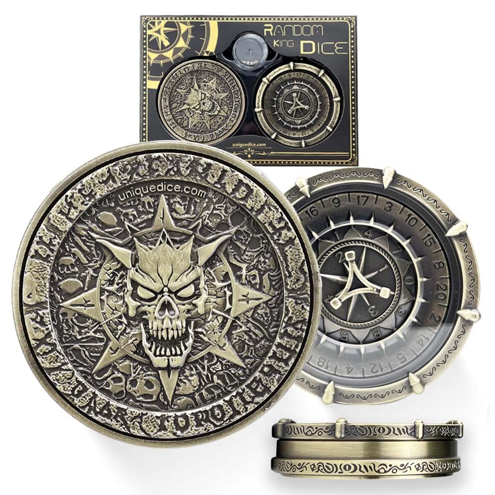 Skull Dice Unique Dice Roulette Dice Metal Dice Set Mechanical Dice Spinner D&D Dice Dice Random King Dice D20 D6, D8, D10, D12 for Dungeons and Dragons Wheel Roller collectable TRPG Mechanical Dice