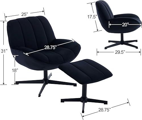 Miniatura 2 de Guyou Silla decorativa de terciopelo con sillón otomano giratorio de lectura para dormitorio, cómoda silla de descanso para adolescentes con